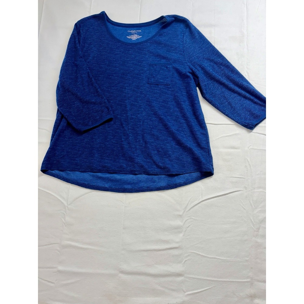 Croft and Barrow Women's Blue 1/2 Sleeve Shirt Size Large